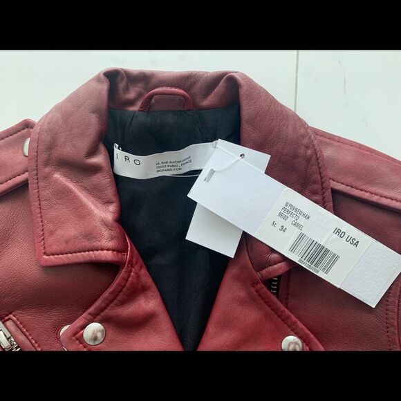 NWT IRO NEWHAN HAN LAMB JACKET RED BROWN CAMEL - Picture 4 of 7